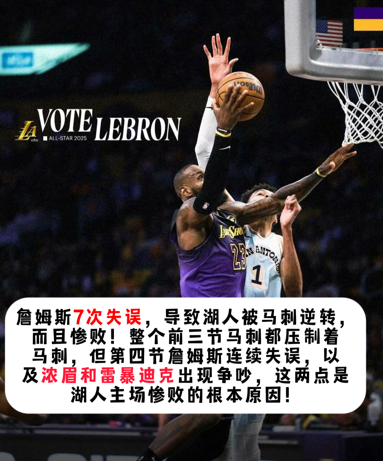 詹姆斯缺阵湖人丢失优势，遭到对手逆袭 